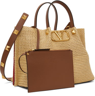 Голяма пазарска чанта Valentino Valentino Garavani Medium Straw Summer Tote Бежово | 6W2B0K39YCE, 1