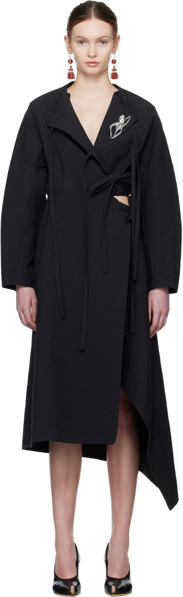 Pокля Tory Burch Tory Burch Cotton Wrap Midi Dress Черно | 173644-001, 0
