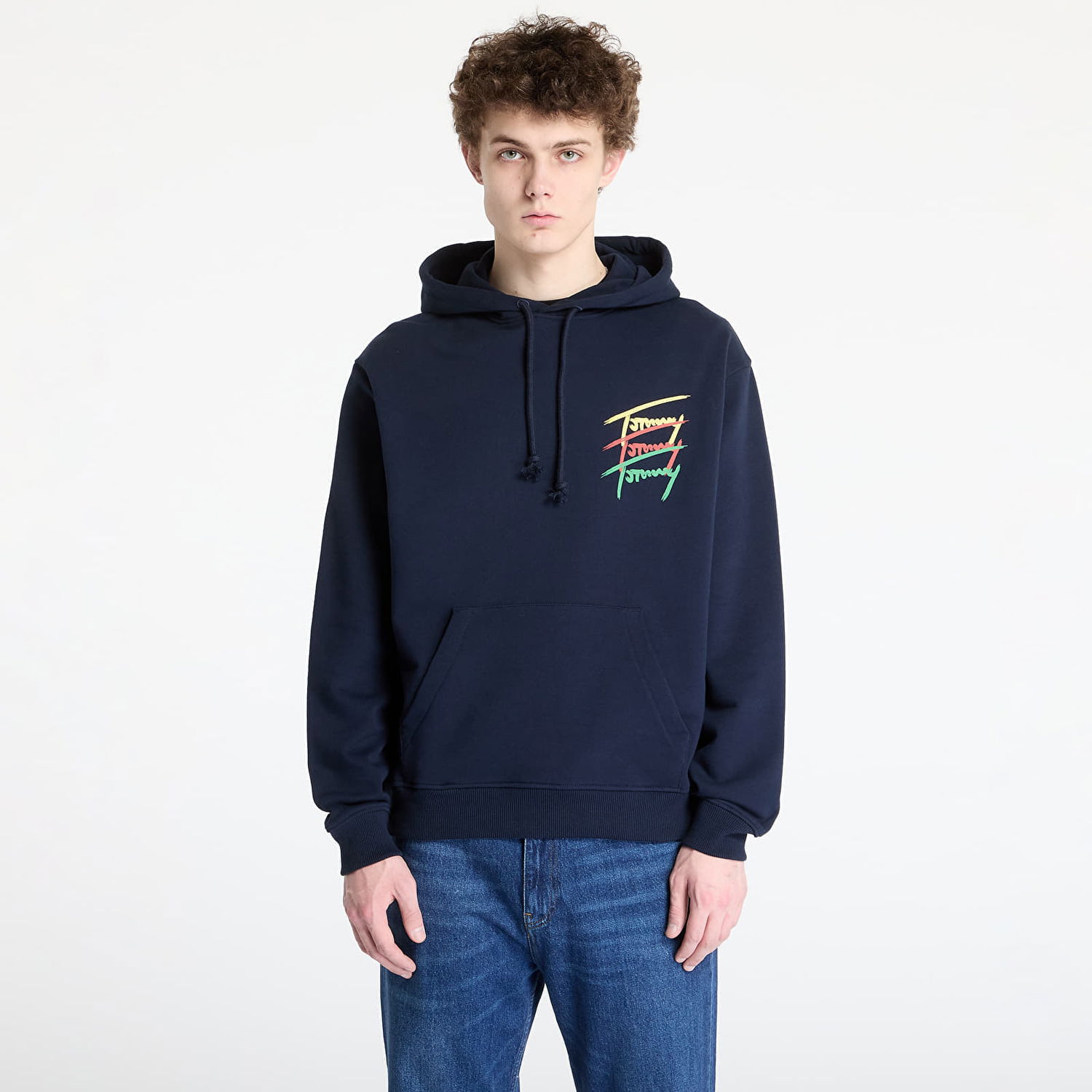Суитчър Tommy Hilfiger Tommy Jeans Relaxed 3 Color Sign Hoodie Тъмно синьо | DM0DM21372 C1G, 0