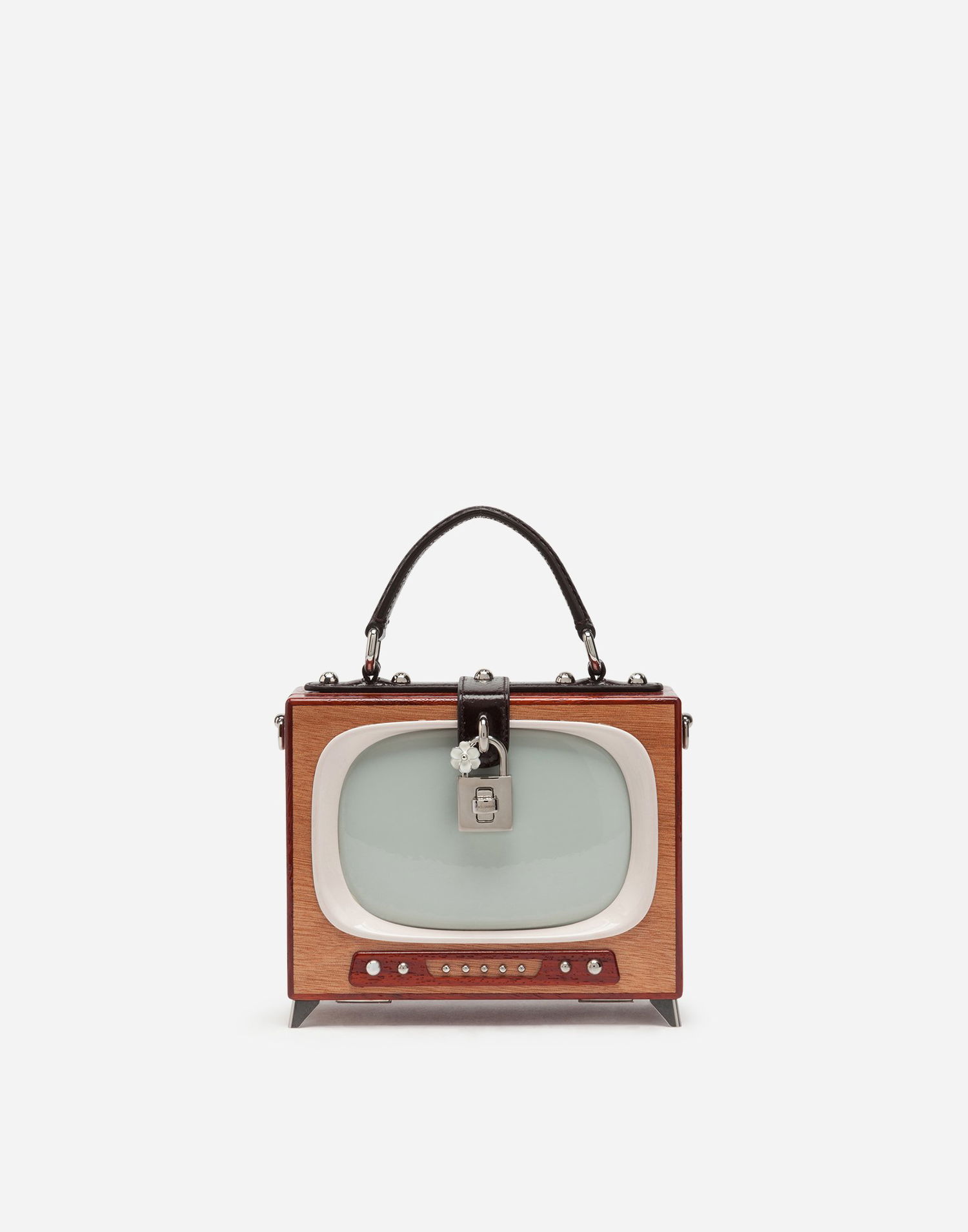 Дамска чанта Dolce & Gabbana Dolce & Gabbana TV Dolce Box Bag Hand-Painted Wood Кафяво | BB5970A8H0880995, 0