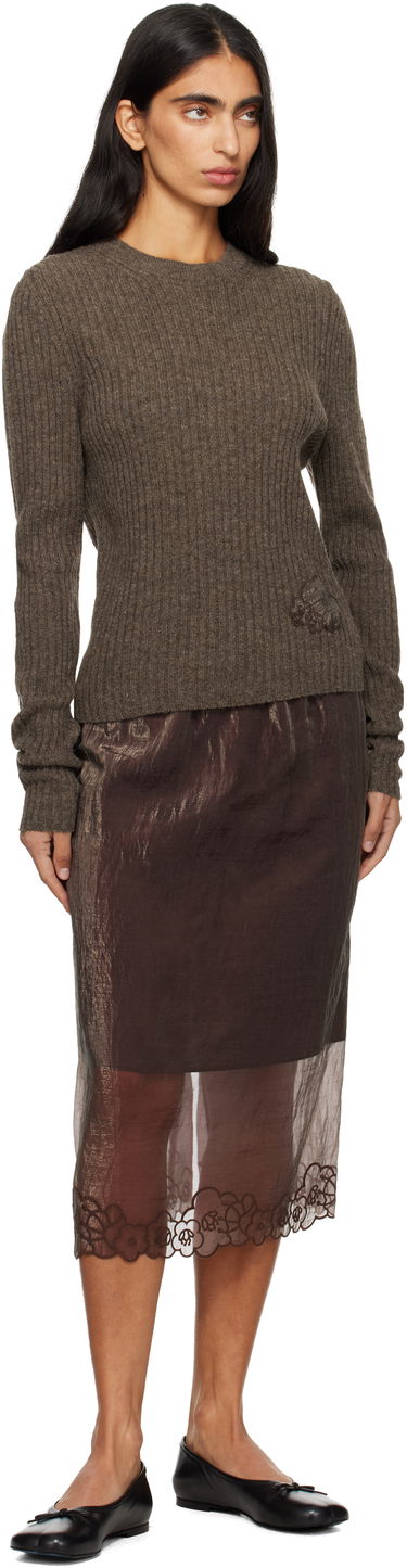 Пуловер Cecilie Bahnsen Cecilie Bahnsen Blas Ribbed Knit Crewneck Sweater Кафяво | 3.25KNI51008, 3