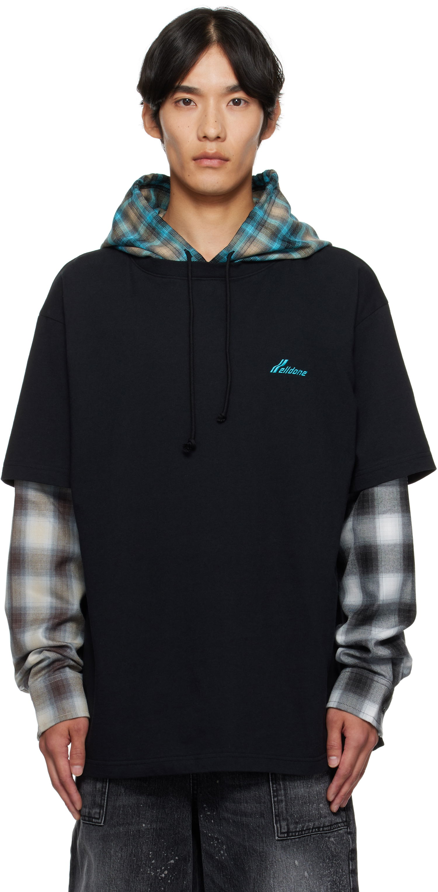 Тениска We11done We11done Checkered Layered T-Shirt Черно | WD-TT2-25-783-U-BK, 0