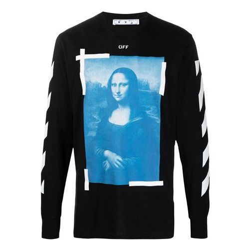 Тениска Off-White Long-Sleeve Mona Lisa Graphic Tee Черно | OMAB001R21JER0021001, 0