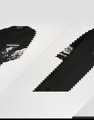 Тениска Dolce & Gabbana Cotton And Silk T-shirt With Floral Print Черно | G8SB2TG7PZJN0000, 0