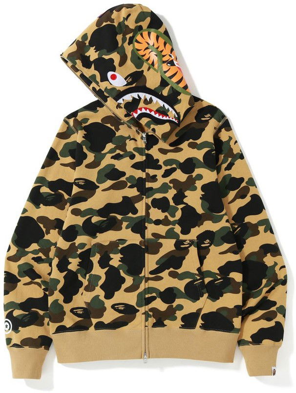 Суитчър BAPE 1st Camo Shark Full Zip Hoodie Жълто | 001ZPJ801009M-YEL, 1