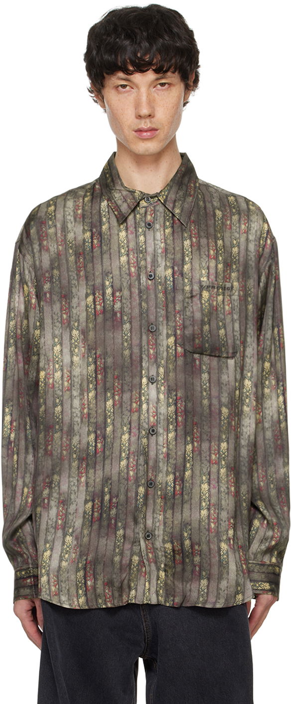 Риза Y/PROJECT Floral Stripe Long Sleeve Shirt Кафяво | 201SI015, 0