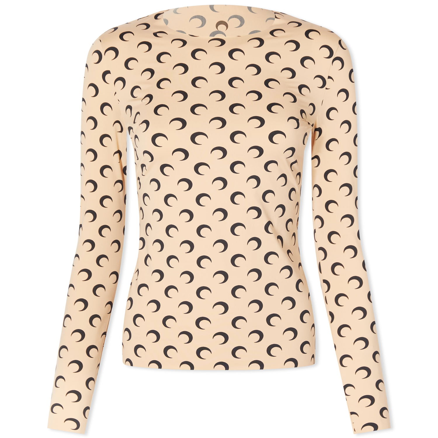 Тениска Marine Serre Regenerated Moon Jersey Second Skin Top Бежово | WTO068-TA10, 0