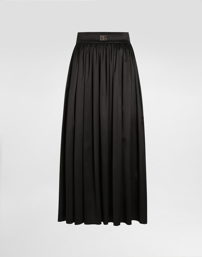 Пола Dolce & Gabbana Dolce & Gabbana Midi Satin Skirt With Metal Logo Черно | F4CLNTGDDBLN0000