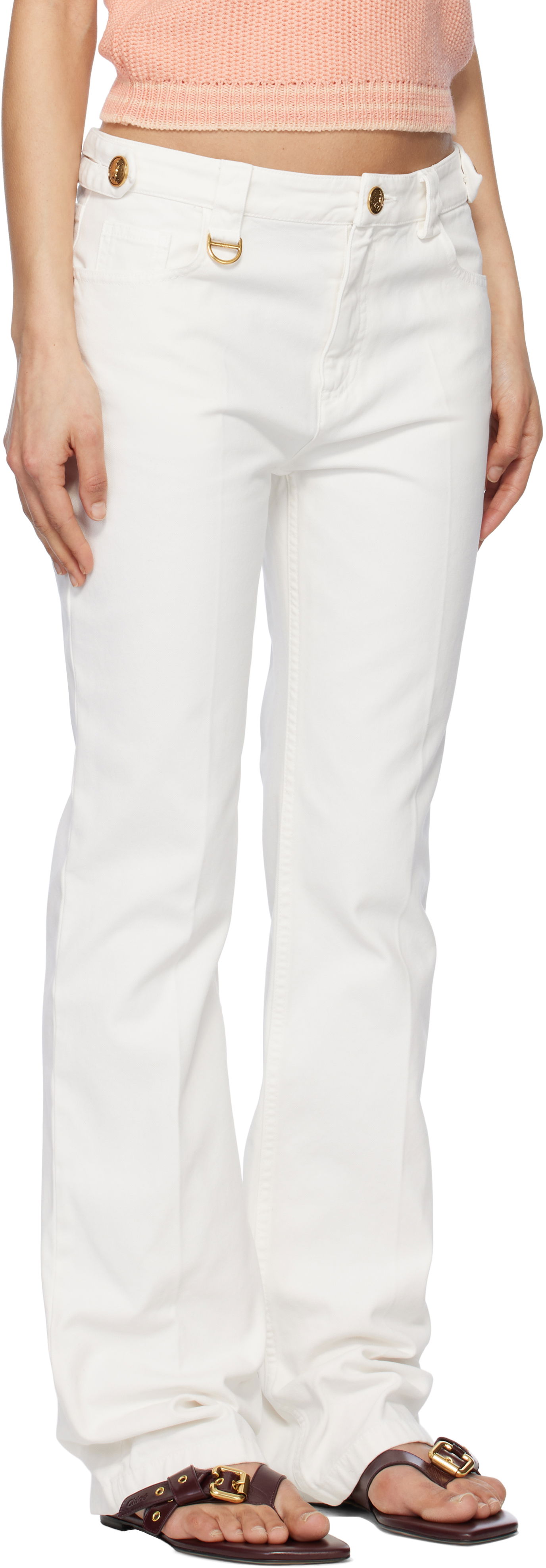 Панталони CHLOÉ Chloé Straight Leg Pants Бяло | CH25SPA12365, 1