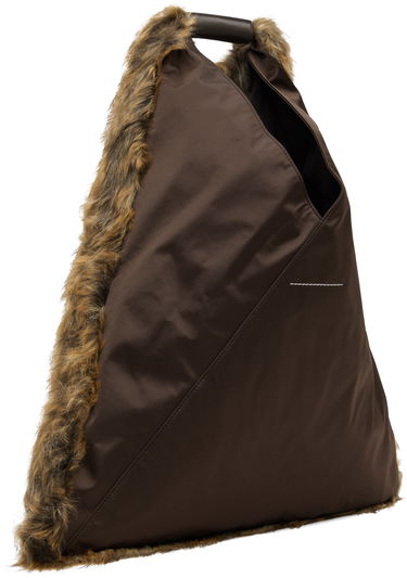 Голяма пазарска чанта Maison Margiela MM6 Maison Margiela Satin and Faux-Fur Tote Кафяво | S54WD0039 P8486, 2