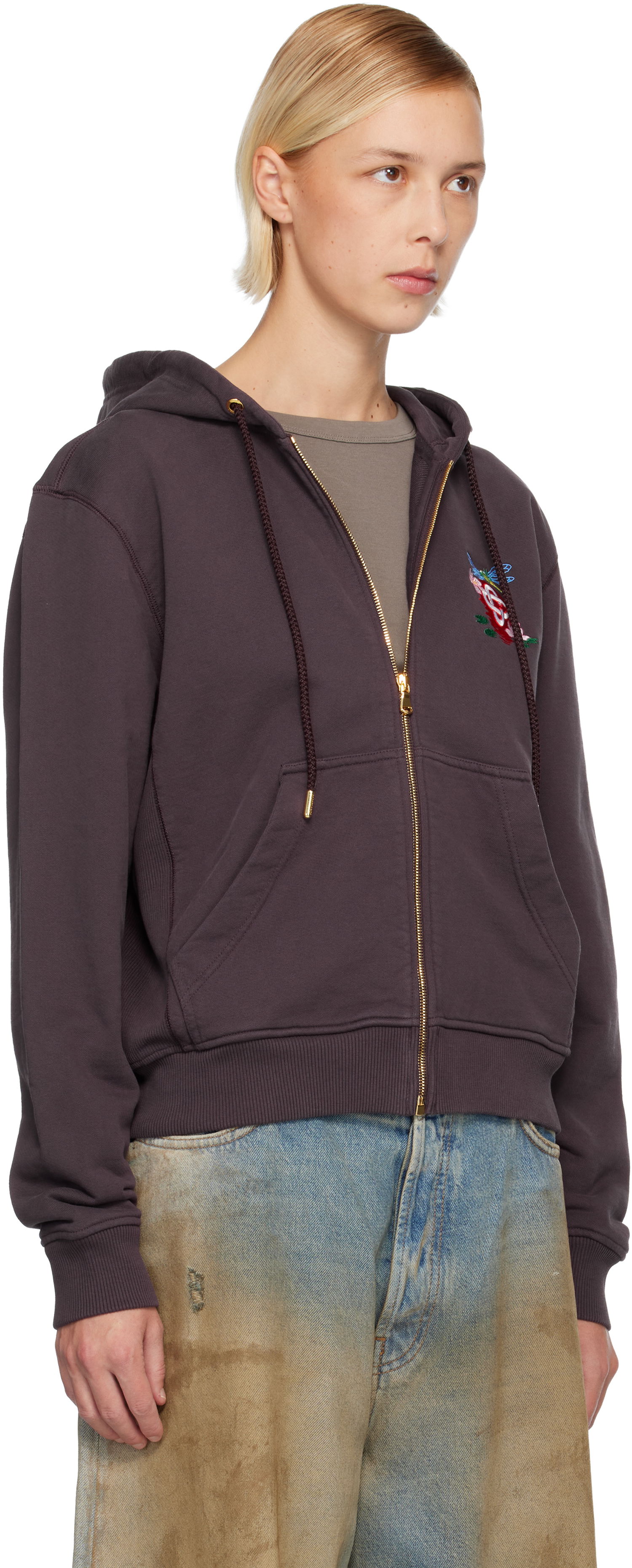 Суитчър Casablanca Dragonfly Floral Embroidered Full Zip Hoodie Кафяво | W-AW25-JTP-274-02, 1