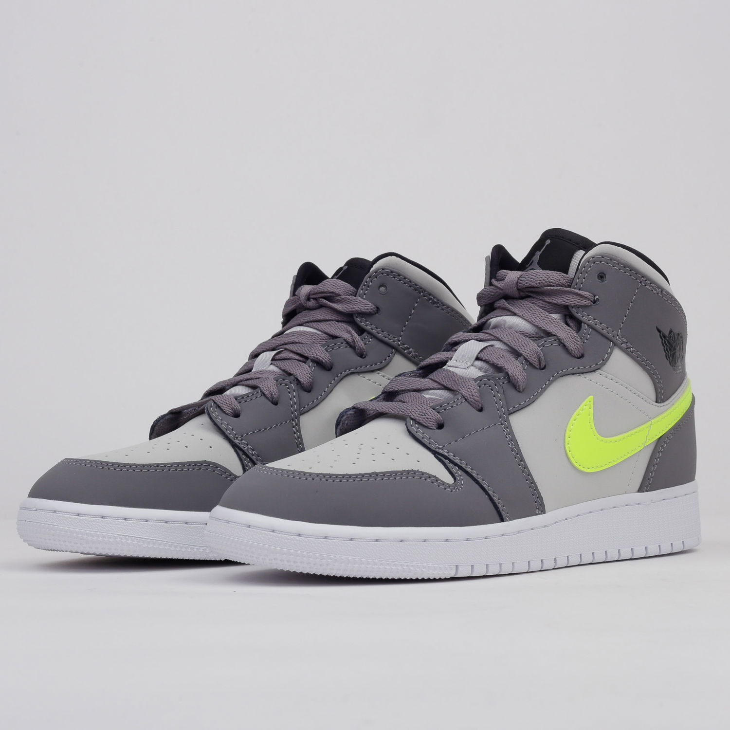 Кецове и обувки Jordan Air Jordan 1 Mid "Gun Smoke Volt" GS Сиво | 554725-072, 1