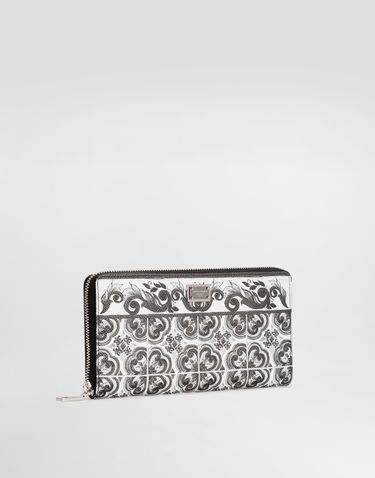 Портфейл Dolce & Gabbana Dolce & Gabbana Majolica Print Calfskin Zip-Around Wallet Бяло | BP1672AN719IU3TN, 1