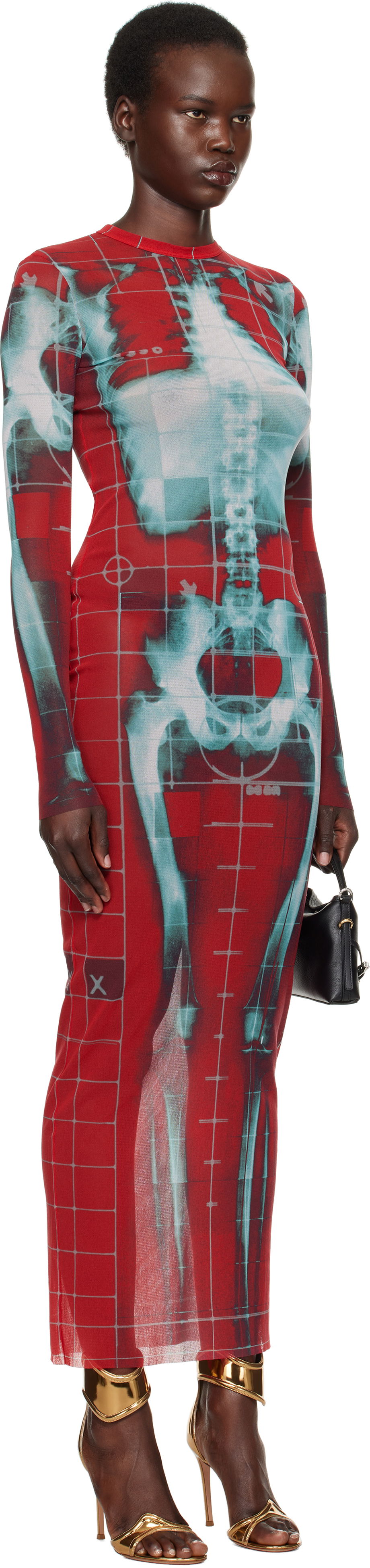 Pокля Jean Paul Gaultier Jean Paul Gaultier 'The Squeletor' Maxi Dress Червено | 25/33-F-RO309-T580-3058, 1