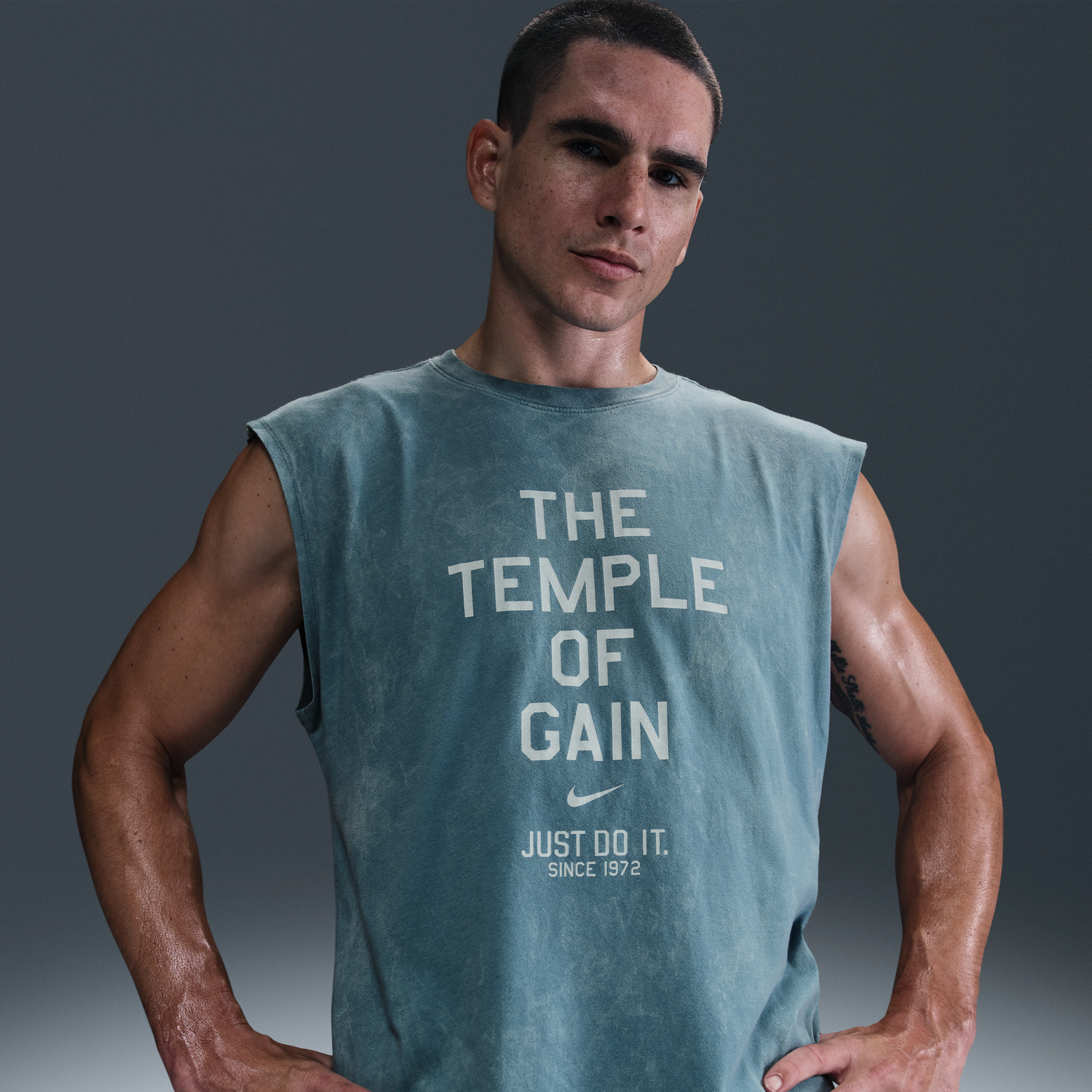 Потник Nike Nike Sleeveless T-Shirt "The Temple Of Gain" Синьо | HJ3687-006, 0