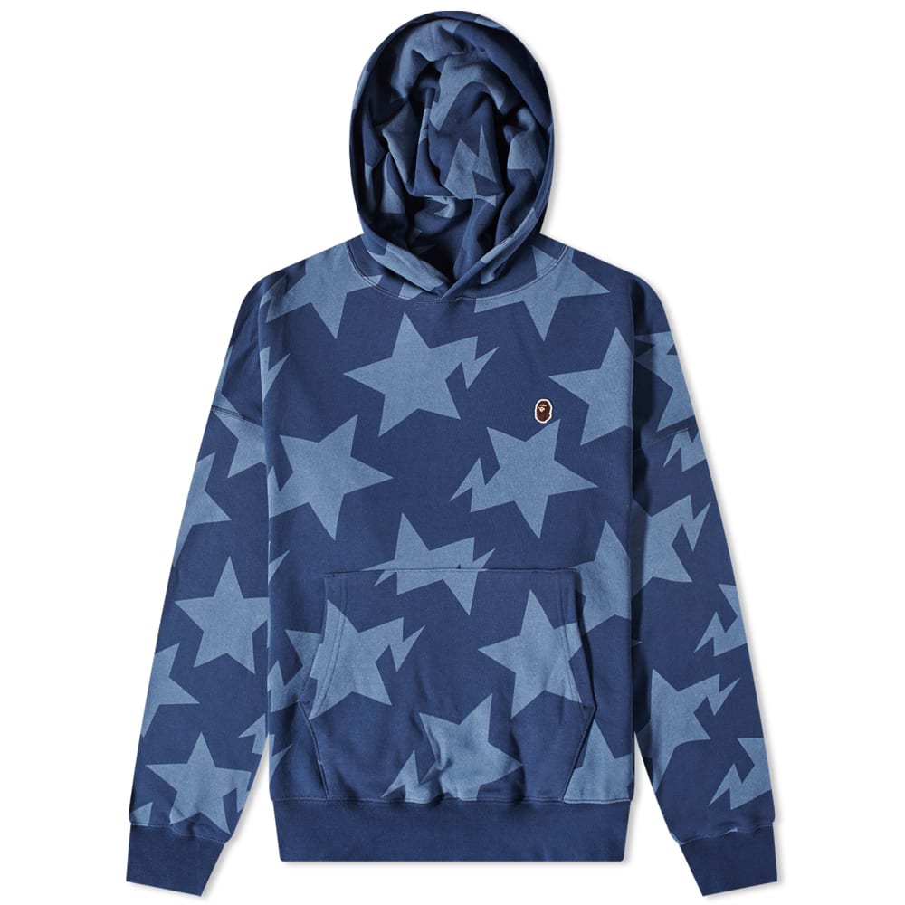 Суитчър BAPE STA Pattern Loose Fit Pullover Hoodie Синьо | 001PPI301002M-ING, 0