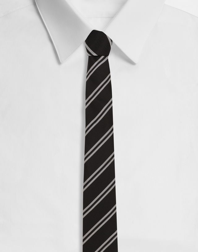 Dolce & Gabbana Silk Jacquard Tie with Regimental Stripes