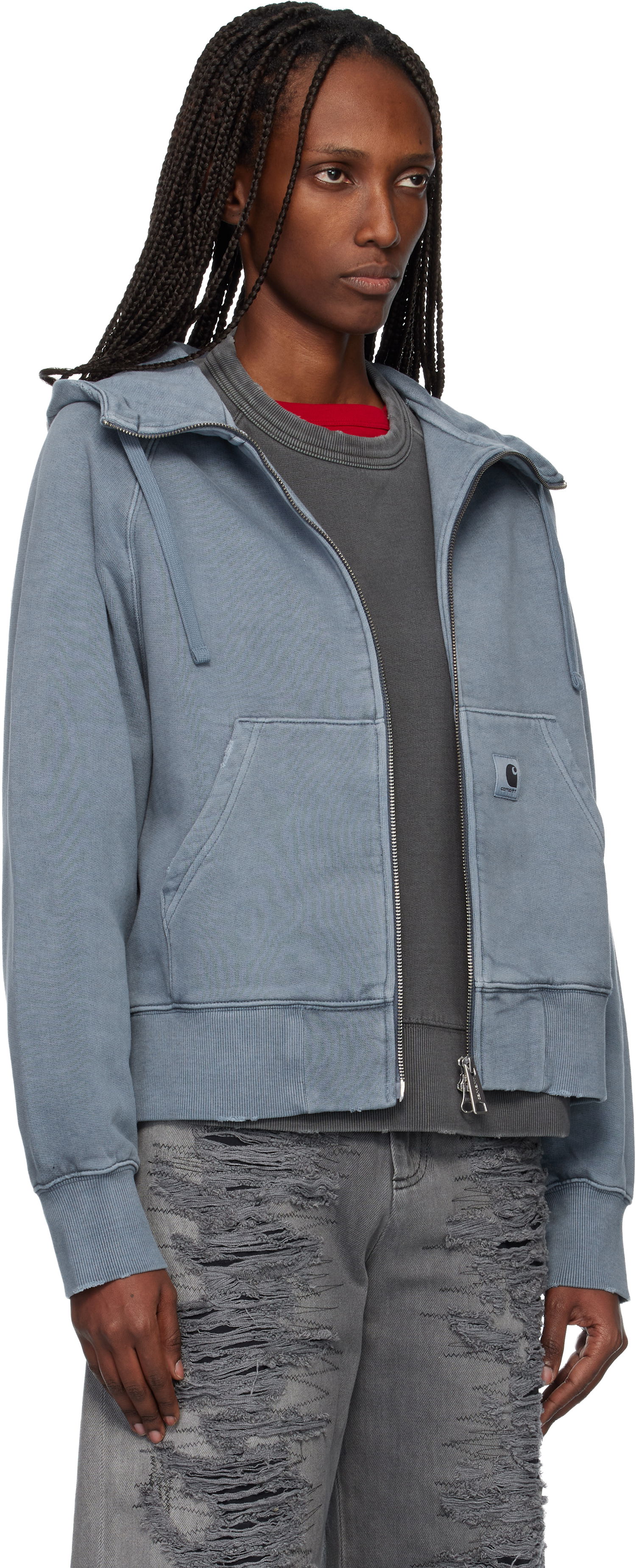 Суитчър Carhartt WIP Work In Progress Torion Washed Full-Zip Hoodie Синьо | I036047 3GBB7, 1