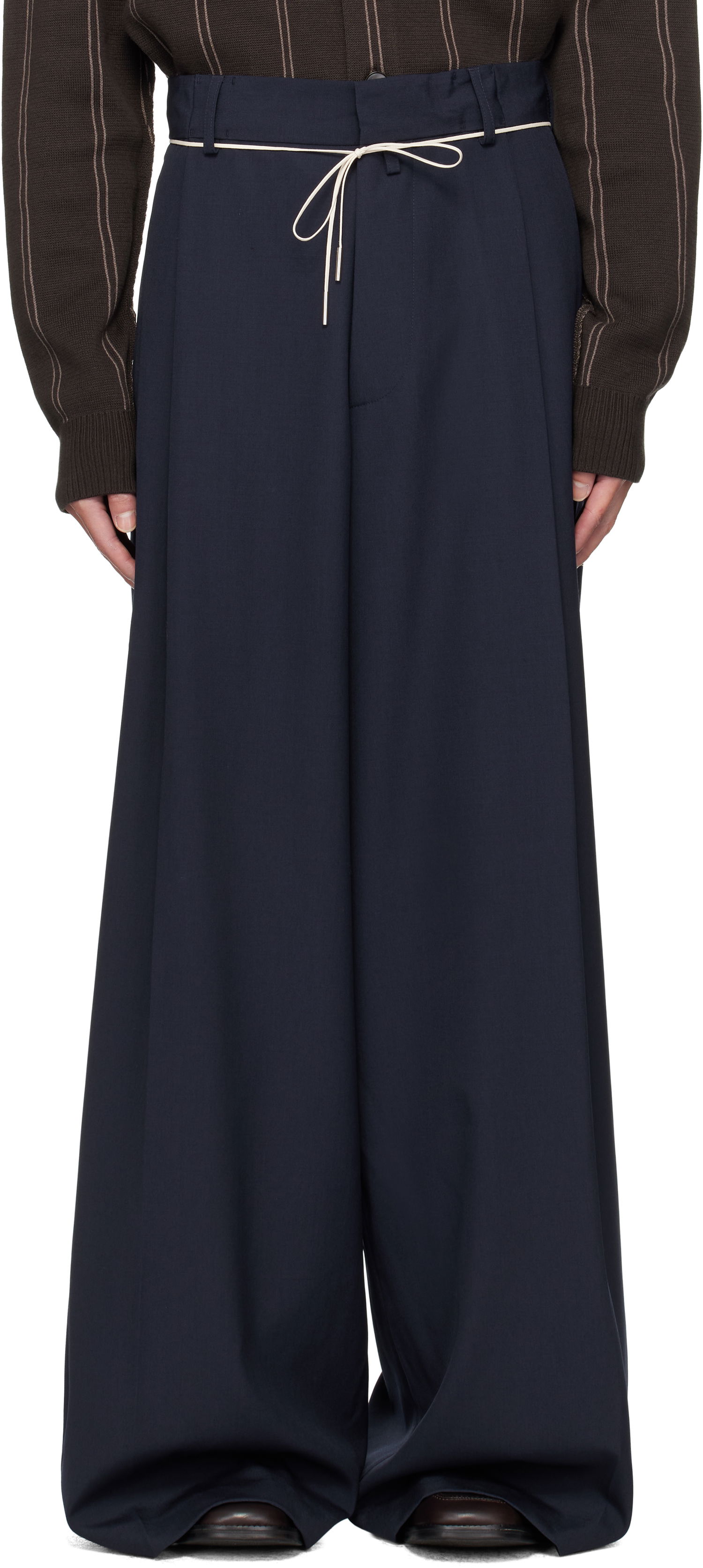 Панталони Dries Van Noten Dries Van Noten Drawstring Trousers Тъмно синьо | 252-020915-2057, 0