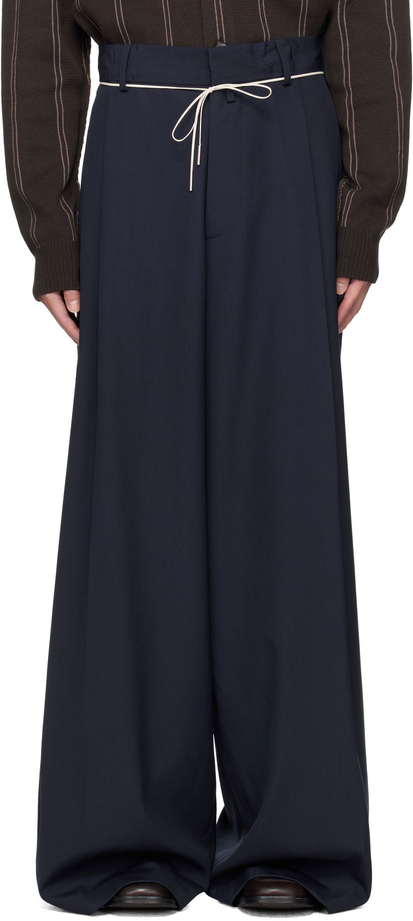 Панталони Dries Van Noten Dries Van Noten Drawstring Trousers Тъмно синьо | 252-020915-2057