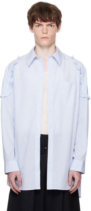Риза Simone Rocha Simone Rocha Ruffle Shoulder Patch Tunic Shirt Синьо | 5383 1026, 0