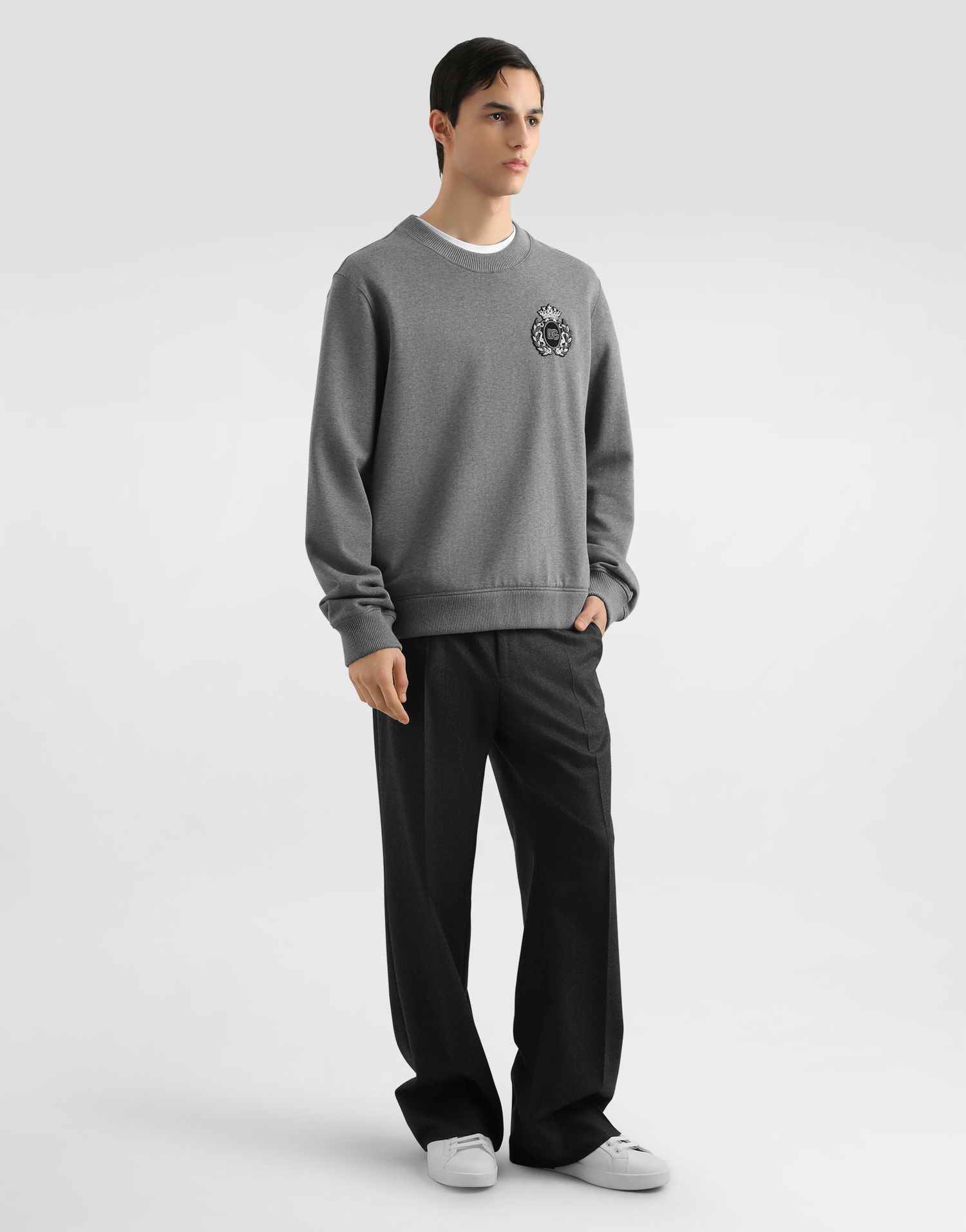 Пуловер Dolce & Gabbana Dolce & Gabbana Heraldic Patch Sweatshirt Сиво | G9ABJZG7PJ7S8291, 1