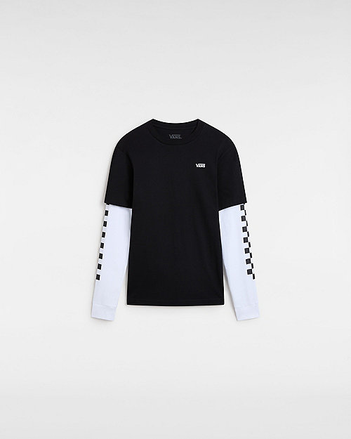 Тениска Vans Vans Kids Long Check Twofer T-shirt Черно | VN0A49OYBLK, 0