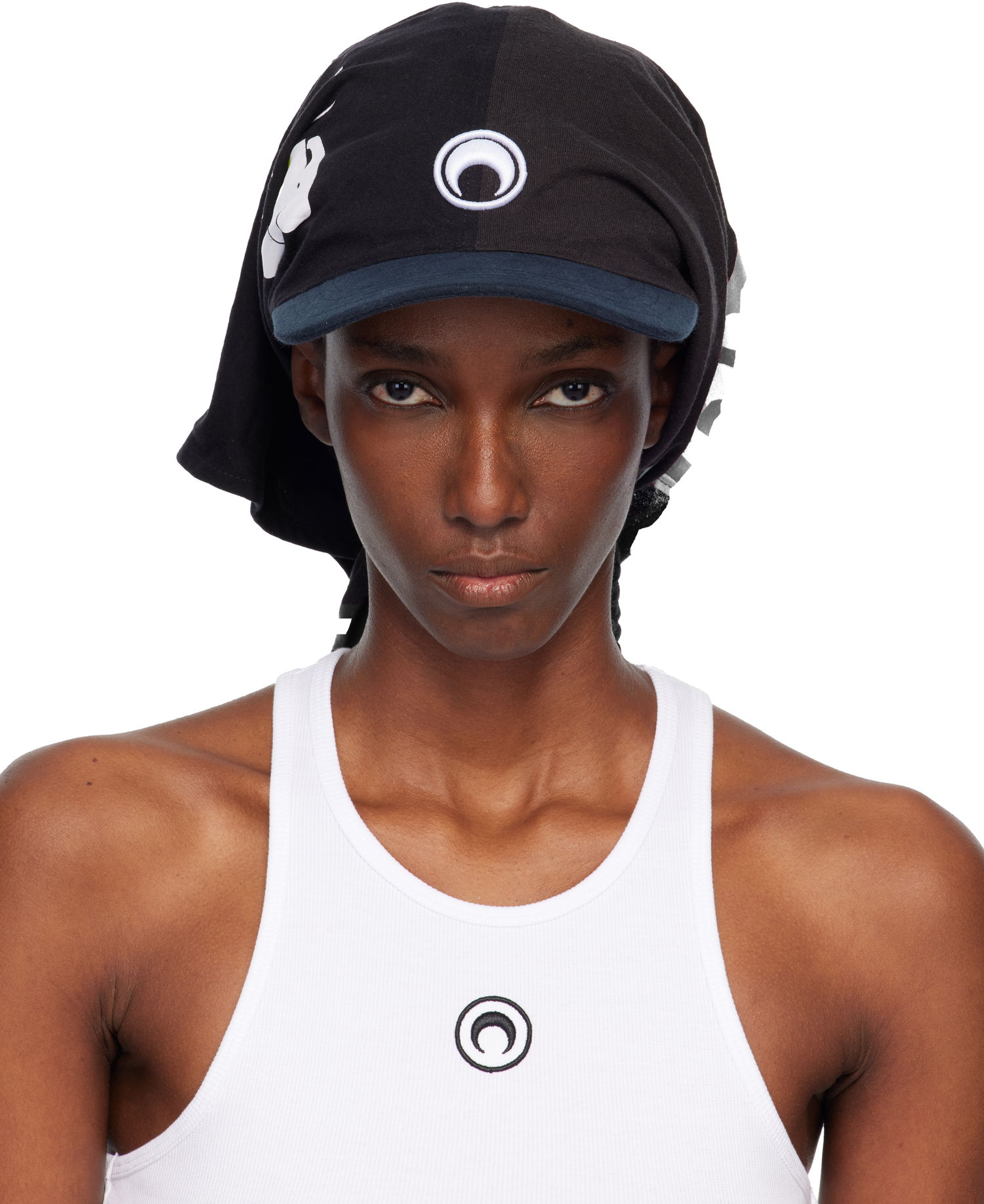 Шапка с козирка Marine Serre Regenerated Graphic T-shirts Veiled Cap Черно | UHG029AUJER0003, 0