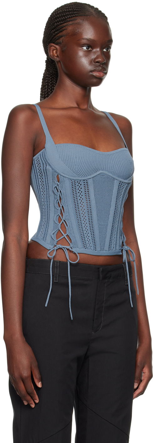 Потник Dion Lee Dion Lee Laced Knit Tank Top Синьо | A7744F23, 1