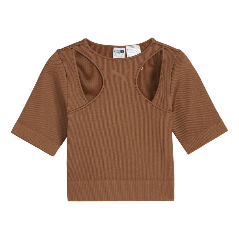 Съкратен топ Puma Dare To Muted Motion Cutout T-Shirt Кафяво | 627875-82