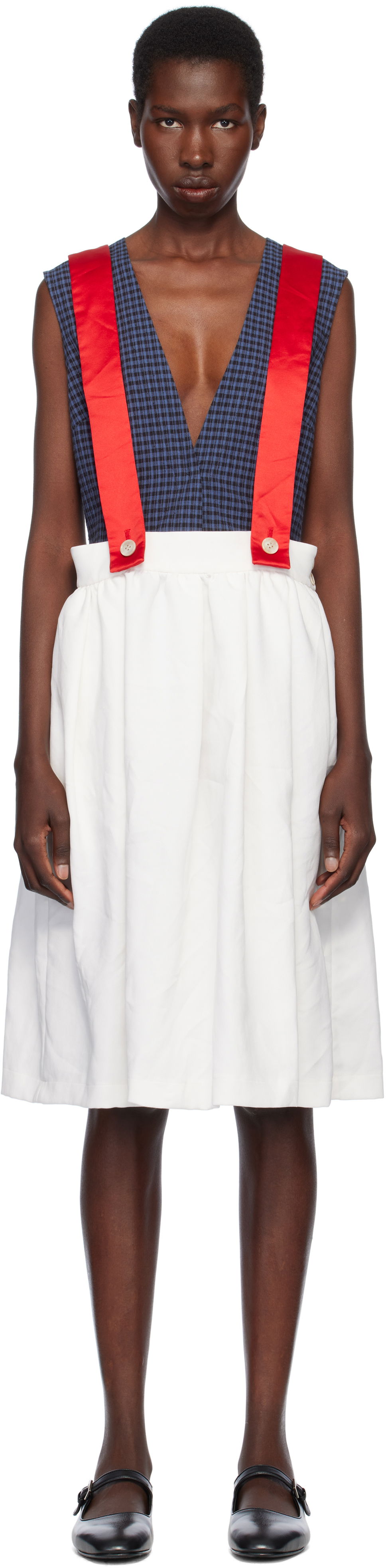 Пола Comme des Garçons Comme des Garçons Girl Gabardine & Satin Midi Skirt Бяло | NO-A005-051, 0