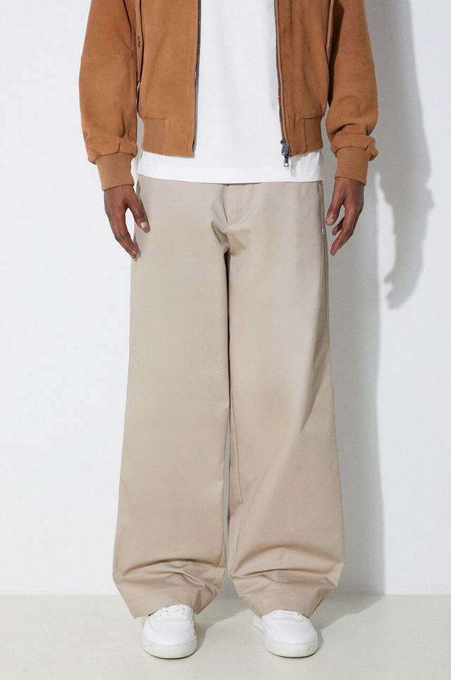 Plain Wide-Leg Relaxed Fit Trousers