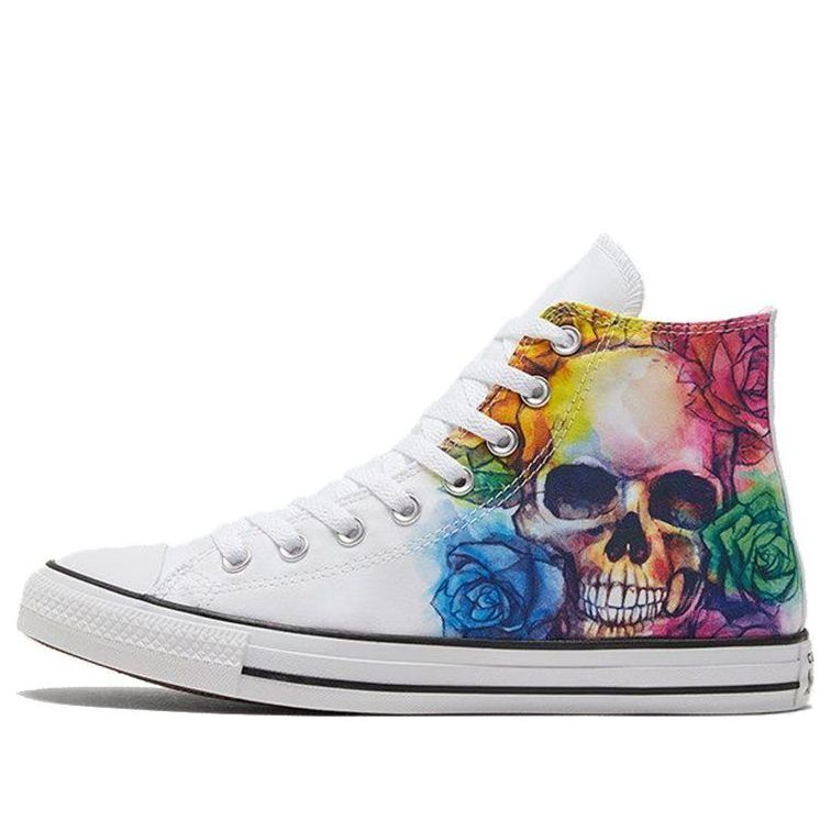 Кецове и обувки Converse Chuck Taylor All Star High Top Skull and Roses Бяло | 169106F