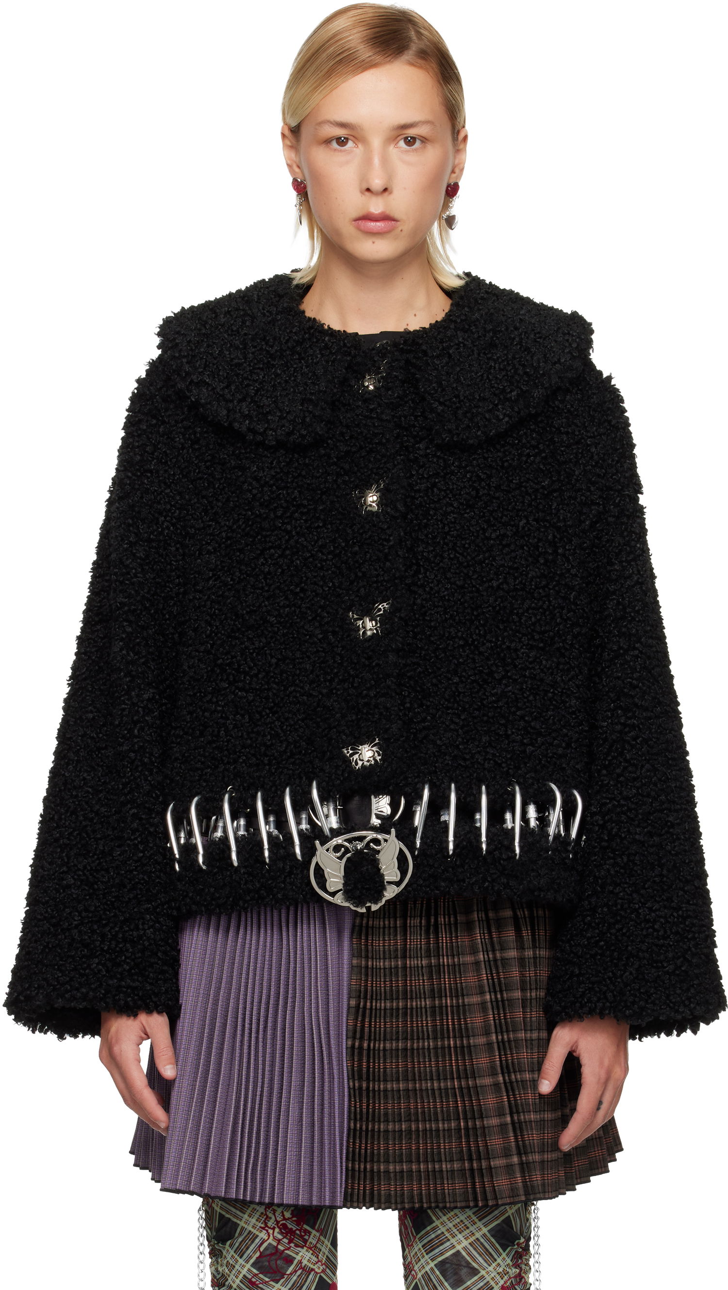 Яке Chopova Lowena Parade Textured Cropped Carabiner Jacket Черно | 5319, 0