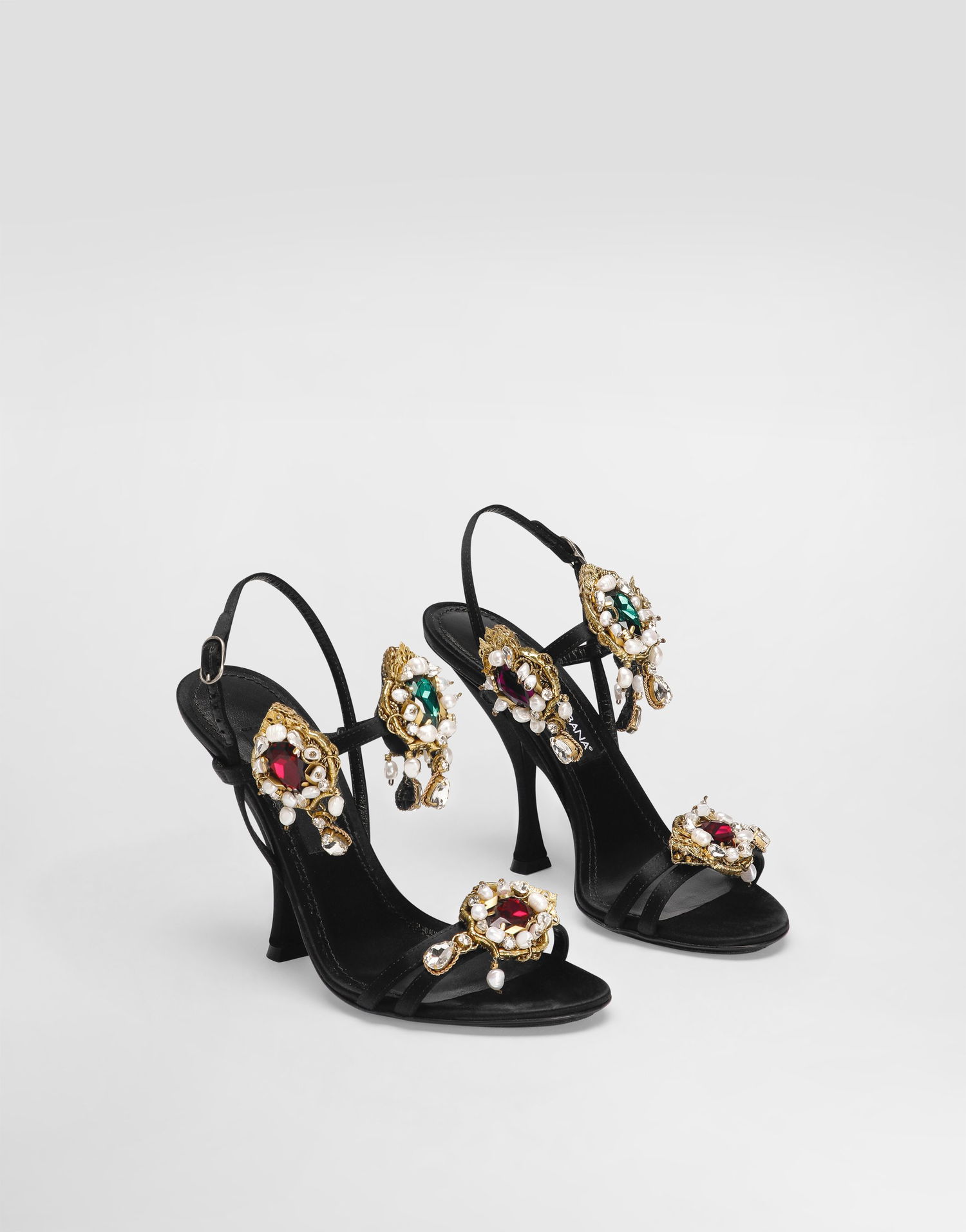 Аксесоари Dolce & Gabbana Dolce & Gabbana Embroidered Satin Sandals Черно | CR1934AX85280999, 1