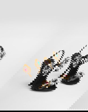 Аксесоари Dolce & Gabbana Dolce & Gabbana Embroidered Satin Sandals Черно | CR1934AX85280999, 1