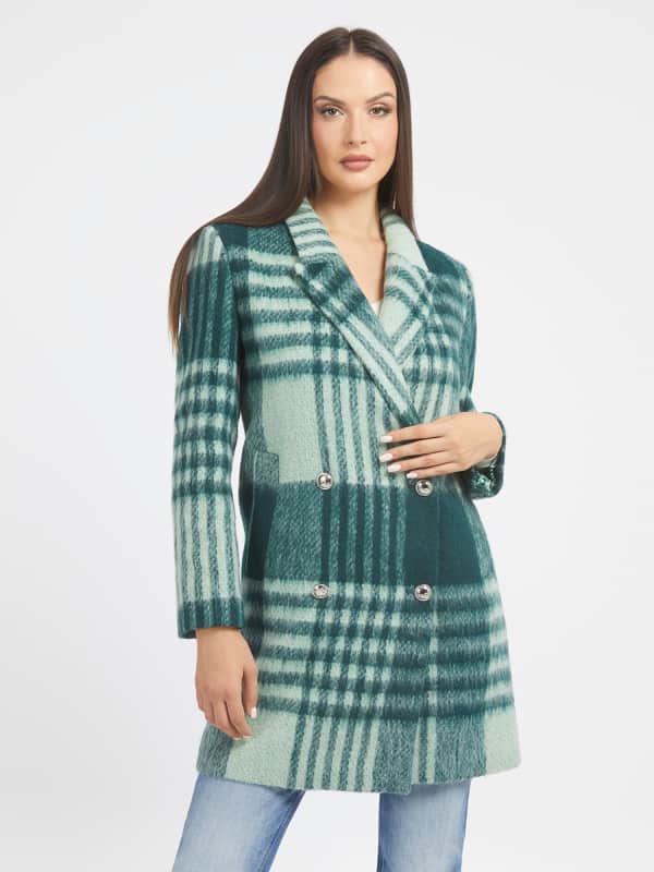 Яке GUESS Wool Blend Check Тюркоазено | W3BL74WFVO0, 0