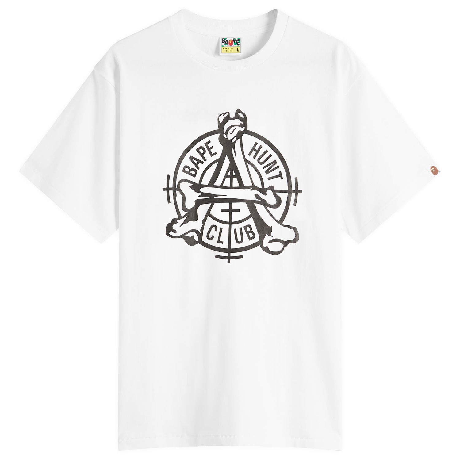 Тениска BAPE A Bathing Ape Hunt Club Tee, Size Small Бяло | 001TEL801053M-WHT, 0