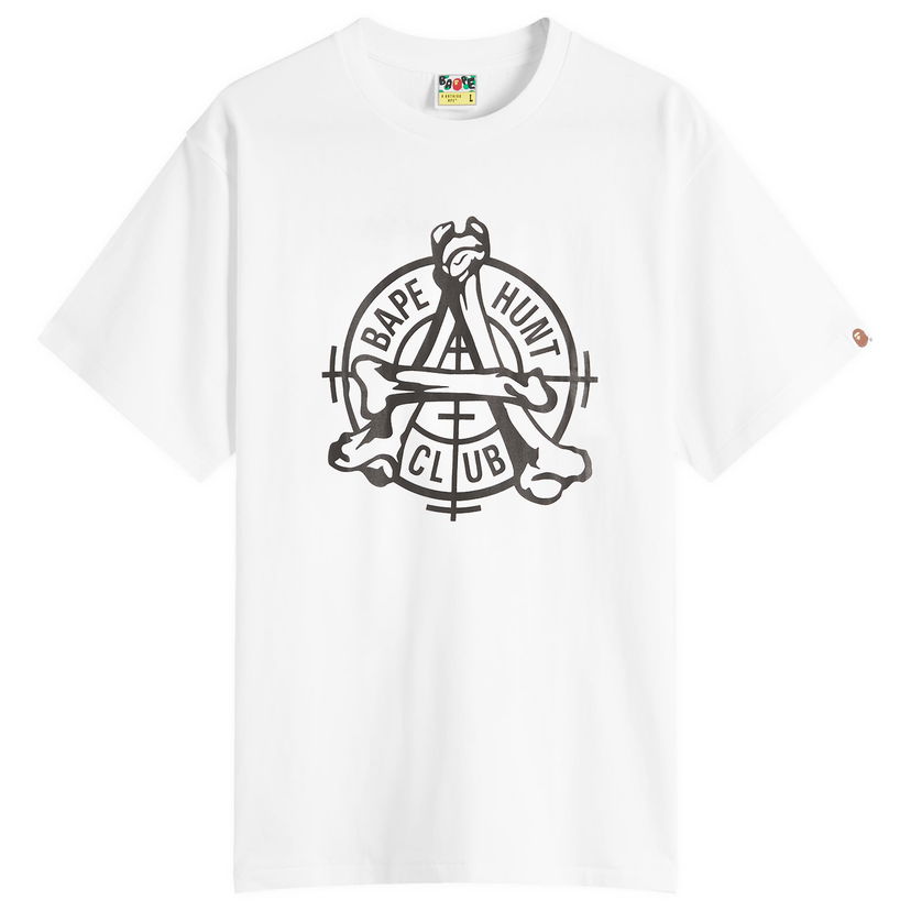 Тениска BAPE A Bathing Ape Hunt Club Tee, Size Small Бяло | 001TEL801053M-WHT