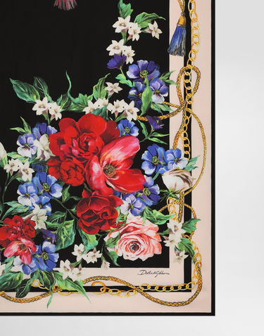 Шал Dolce & Gabbana Dolce & Gabbana Floral-Print Silk Twill Square Scarf Многоцветен | FN090RGDC5JHN5QG, 3