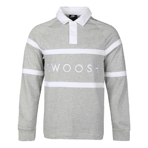 Поло тениска Nike Sportswear Swoosh Rugby Polo Сиво | CV0170-063