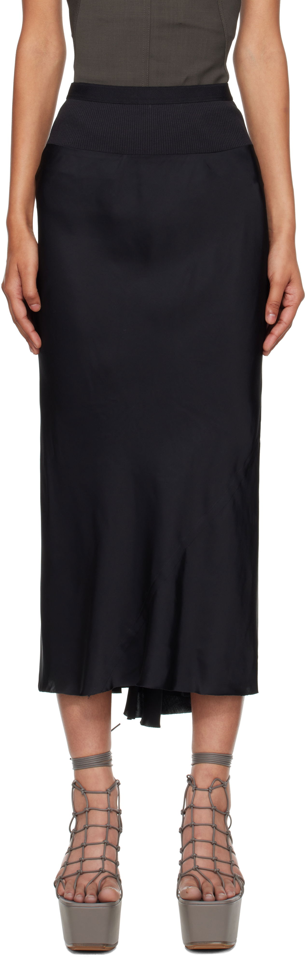 Пола Rick Owens Rick Owens Concordians A-Line Bias Midi Skirt Черно | RP02E4343 SCH, 0