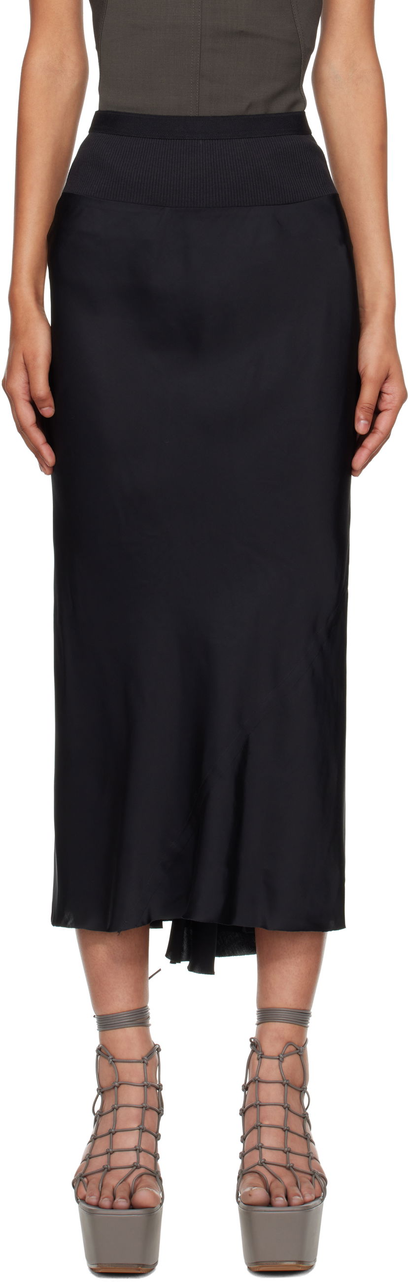 Пола Rick Owens Rick Owens Concordians A-Line Bias Midi Skirt Черно | RP02E4343 SCH