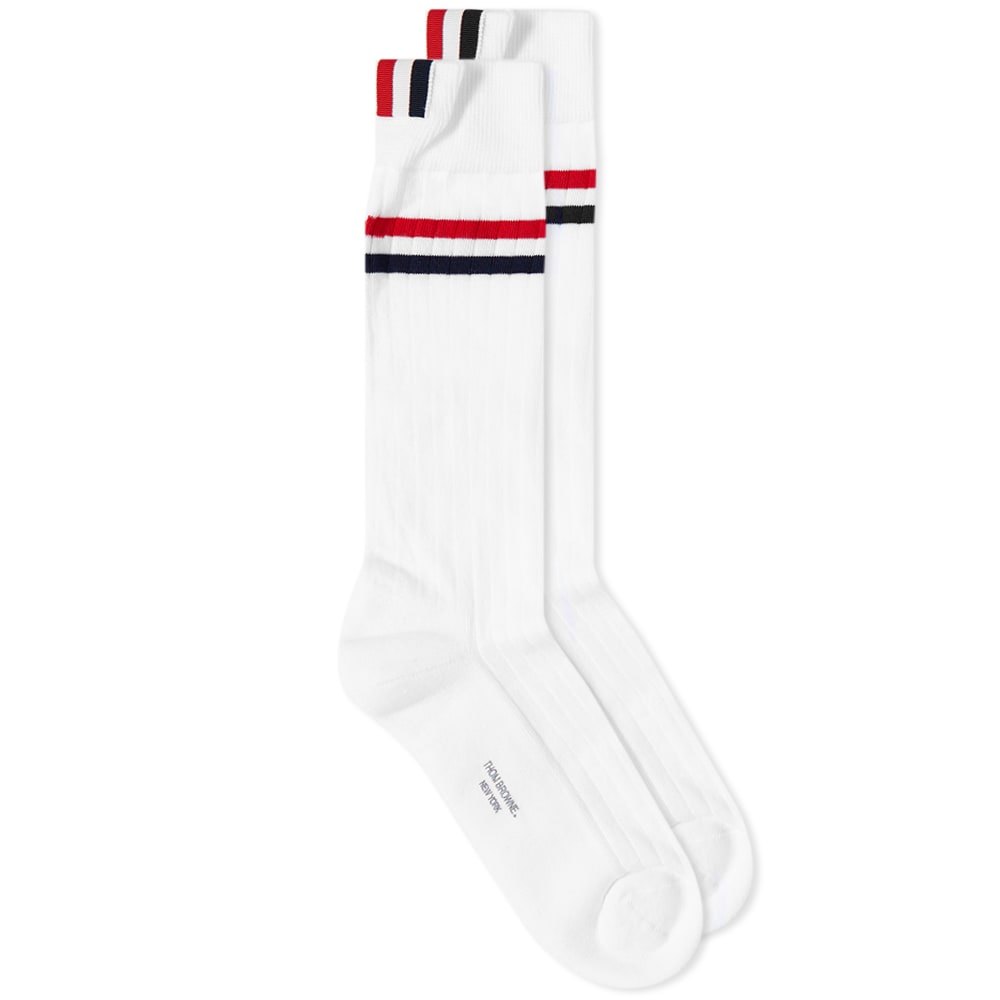 Чорапи Thom Browne Athletic RWB Rib Mid Calf Socks Бяло | FAS165A-Y3022-100, 0