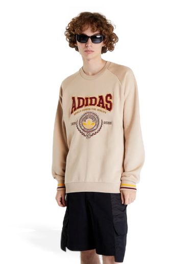 Суитчър adidas Originals Varsity Crewneck Sweatshirt Бежово | HY6042