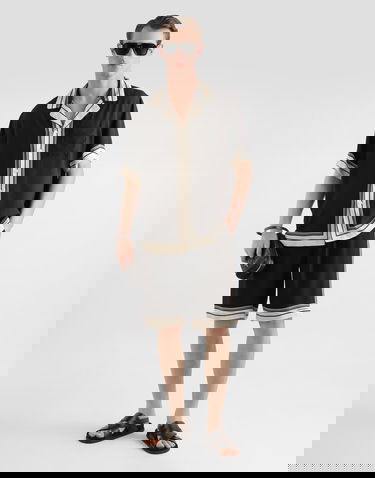 Риза Dolce & Gabbana Logo And Stripe-print Hawaii Shirt Многоцветен | G5LH3THI11THN5WH, 1