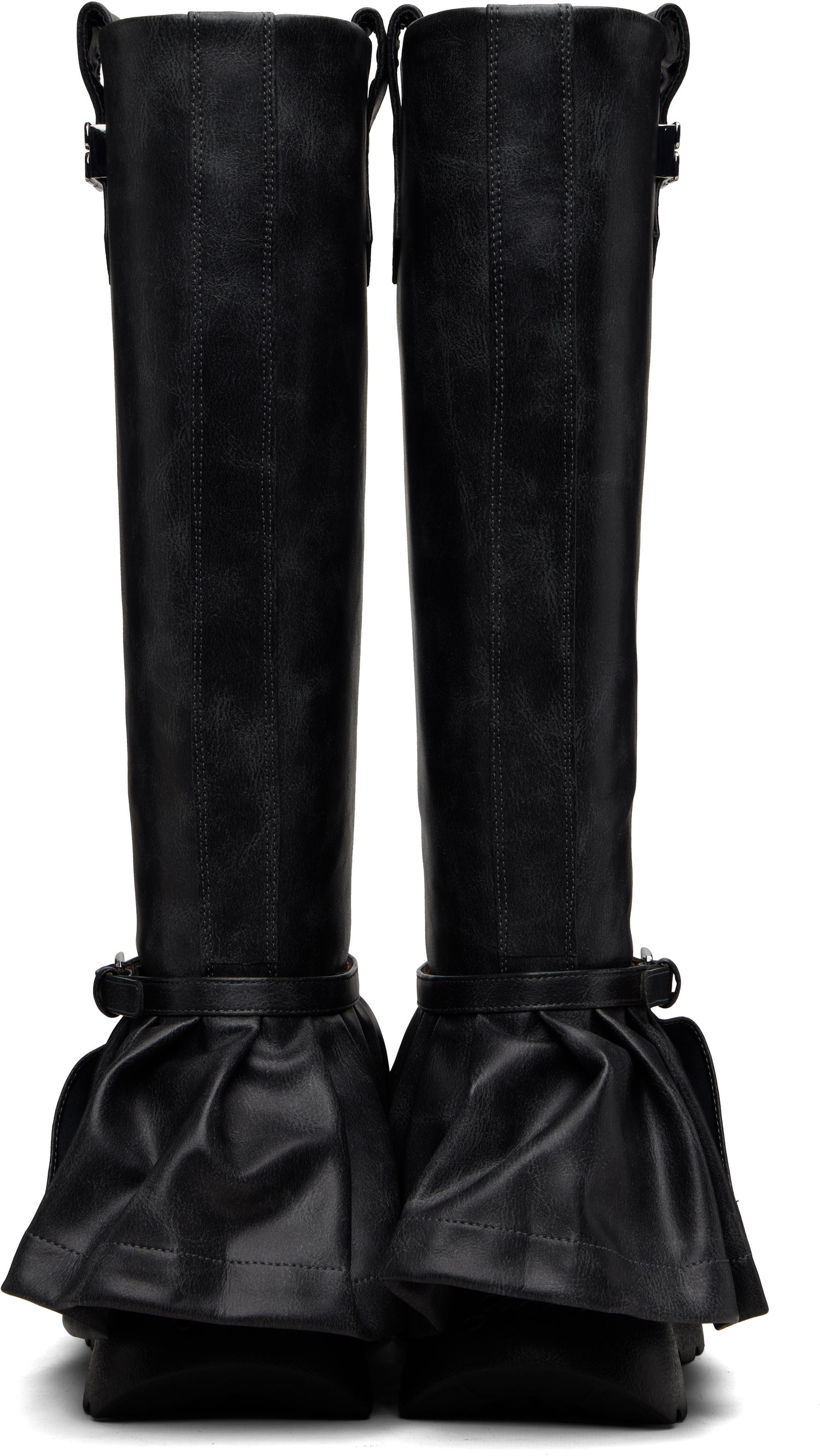 Кецове и обувки GANNI Kat Tall Platform Pleated Boots Черно | S3246, 1