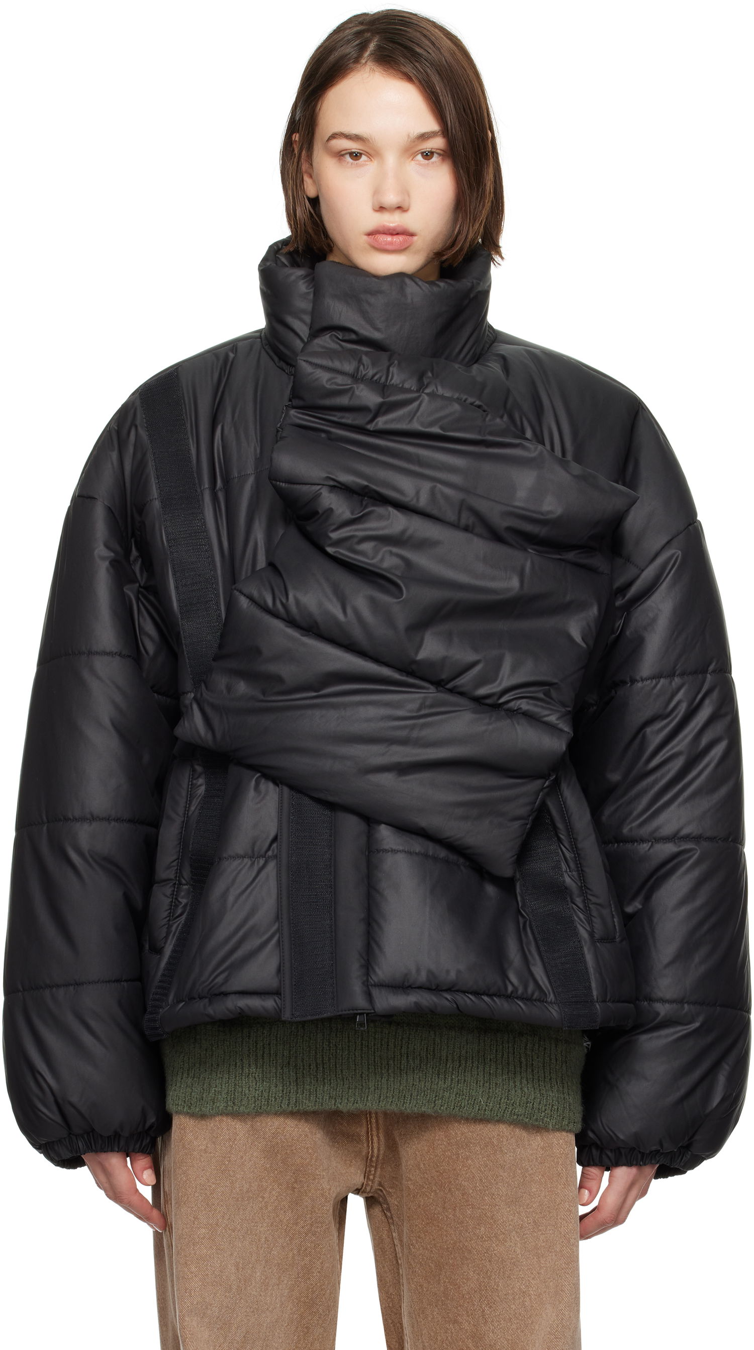 Пухо яке Y/PROJECT Black Velcro Puffer Jacket Черно | 203JA006, 0