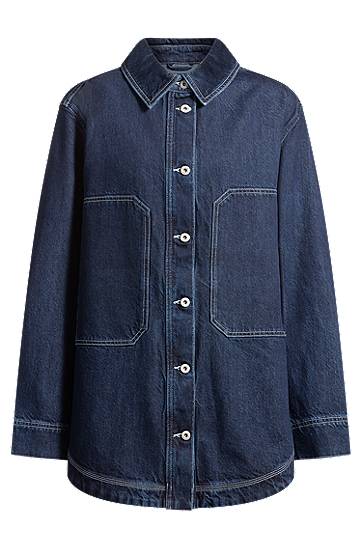Риза BOSS Oversized Denim Jacket with Contrast Stitching Синьо | 50531741, 0