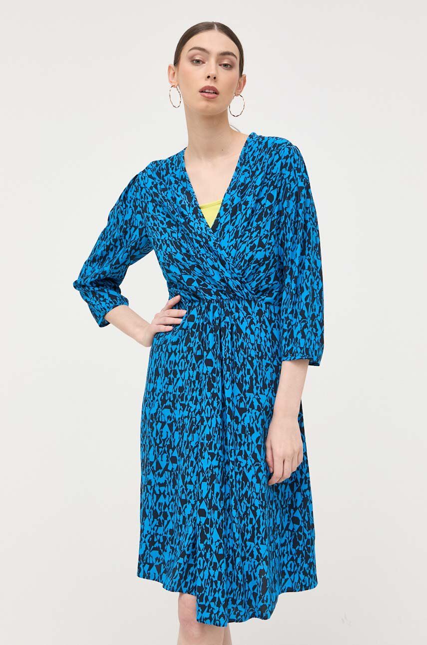 Pокля BOSS Wrap-front V-neck Dress with Seasonal Print Тъмно синьо | 50498062, 0